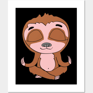 Funny Cute Meditating Smiling Sloth in power saving mode Posters and Art